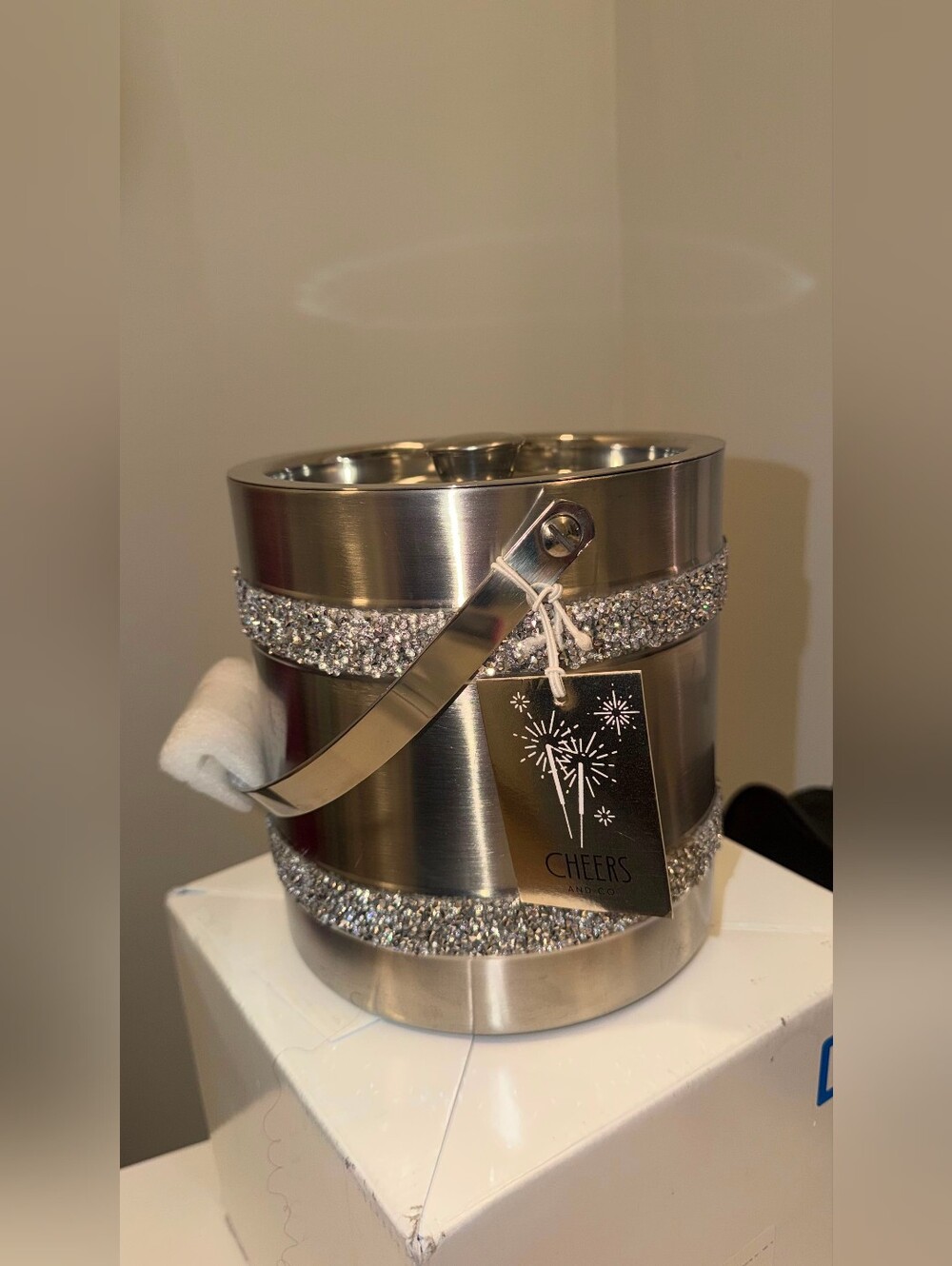 NWT BARWEAR COLLECTION Stainless Steel Silver bling Ice Bucket no ice tongs - Picture 4 of 5
